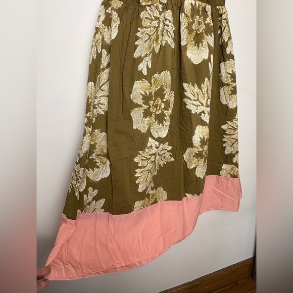 Tocca Olive Floral Dress with Pink Lining - Picture 2 of 6